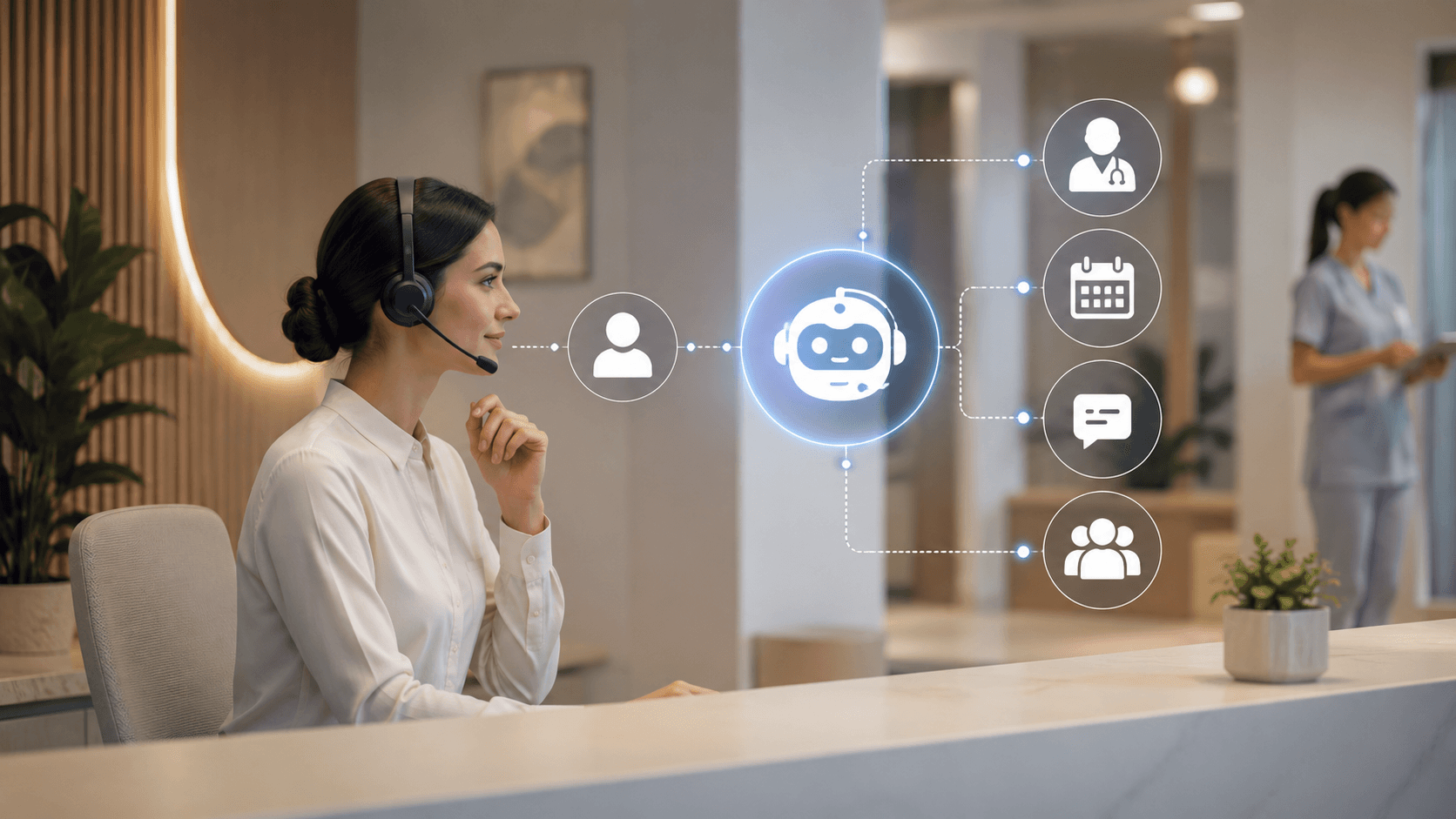 Clinic front desk team using an AI receptionist workflow to classify, route, and escalate patient calls efficiently
